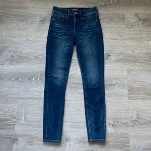 EXPRESS Dark Wash Mid Rise Skinny Jeggings